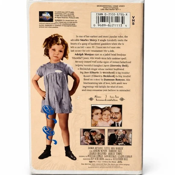 Shirley Temple “Little Miss Marker” VHS – Factory Sealed Colorized Edition - Picture 2 of 4